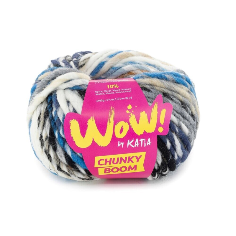 Katia Wow Chunky Boom 309 Bleu foncé-gris-brun