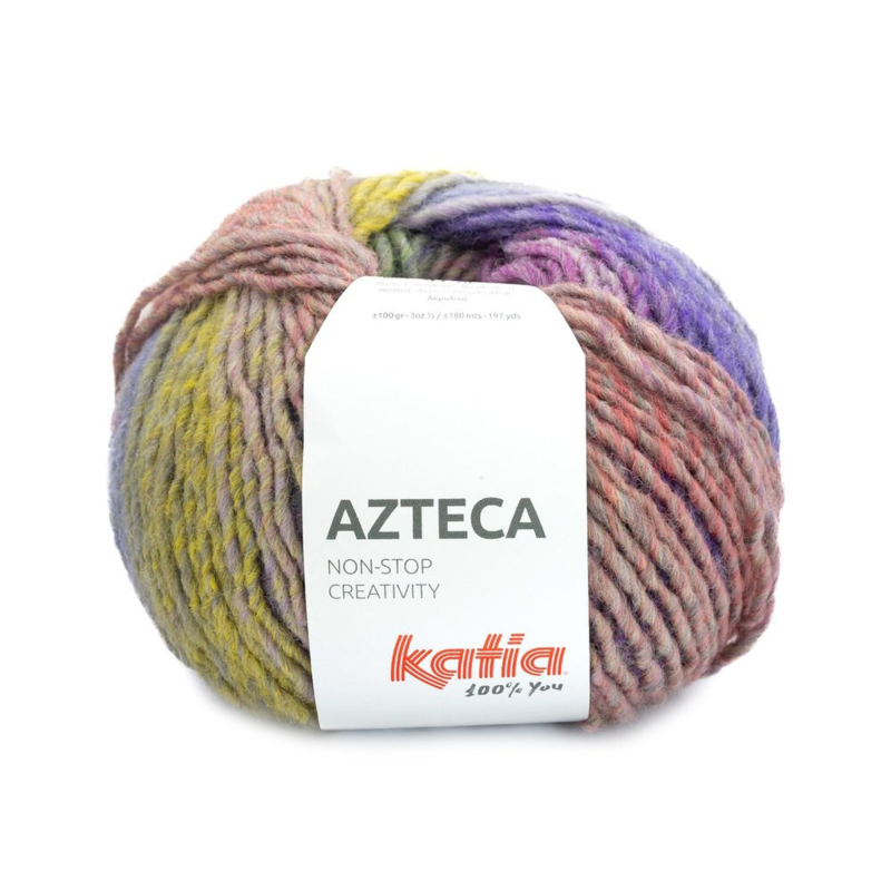 Katia Azteca 92 Violet-vert-jaune ocre