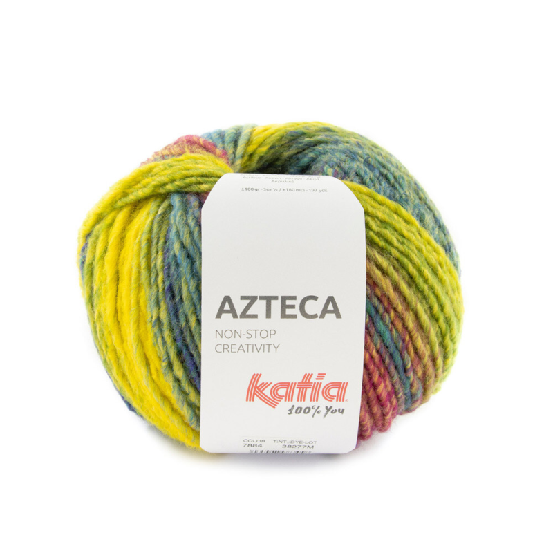 Katia Azteca 84 Turquoise-jaune-bleu-vert