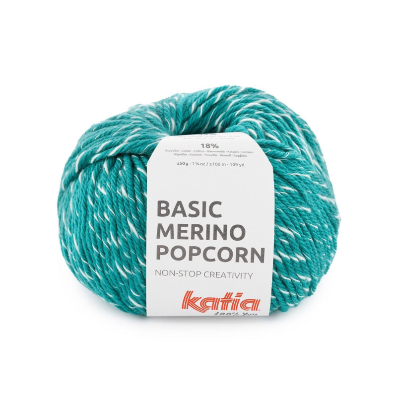 Katia Basic Merino Popcorn 111 Vert opale-blanc