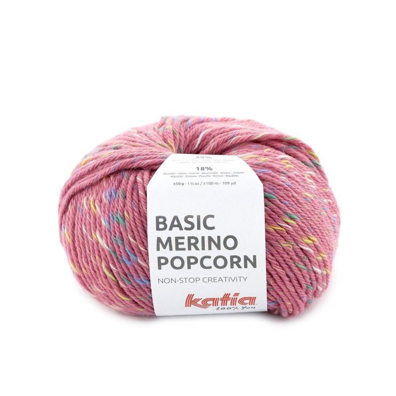 Katia Basic Merino Popcorn 200 Rose-multicolore