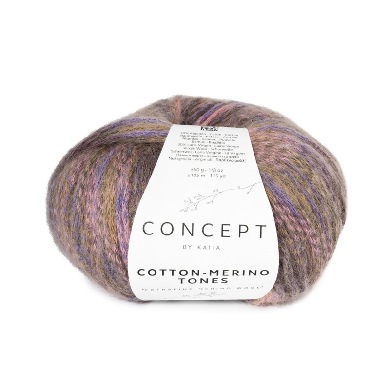 Katia Concept Cotton-Merino Tones 302 Perle-mûre-violet-rose