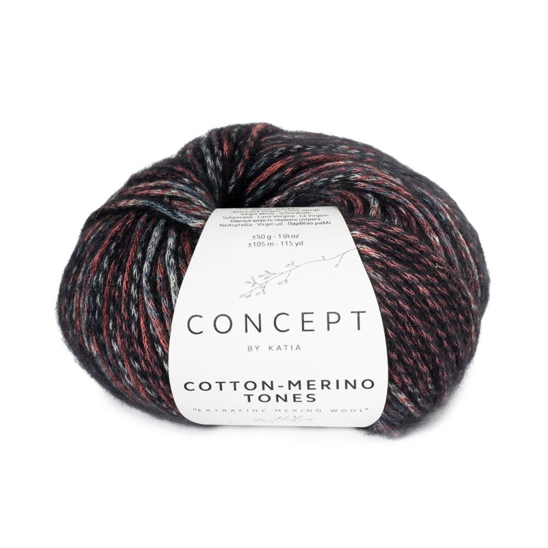 Katia Concept Cotton-Merino Tones 301 Noir-rouge-bordeaux