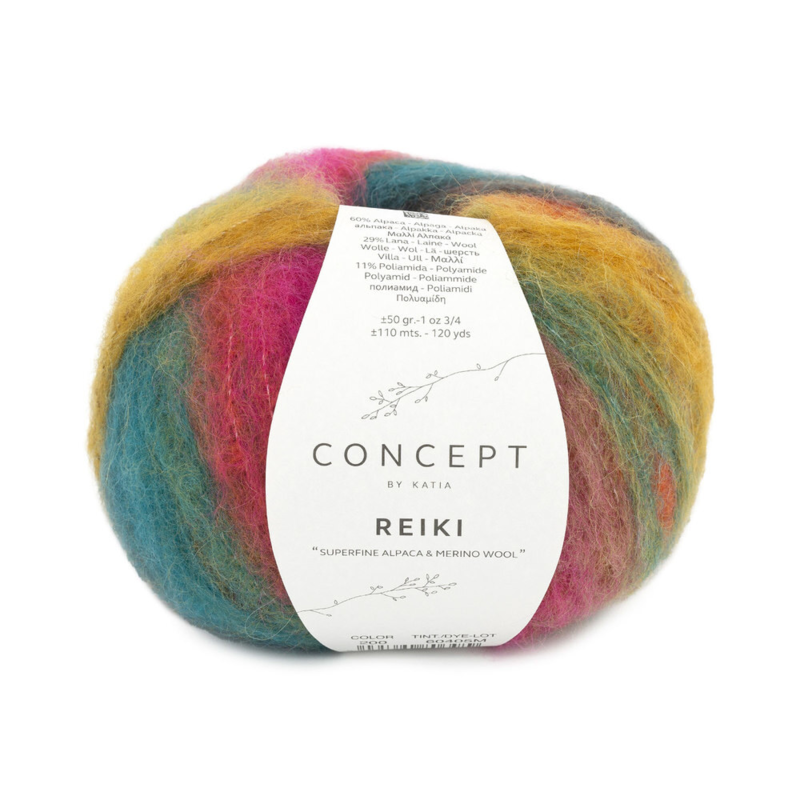 Katia Concept Reiki 200 Orange-Fuchsia-Vert-Bleu vert-Ocre