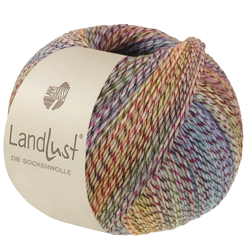 Lana Grossa Landlust Die Sockenwolle 220 Groen/Donkerrood/Blauw/Geel/Lichtblauw/Pruim/Oranje