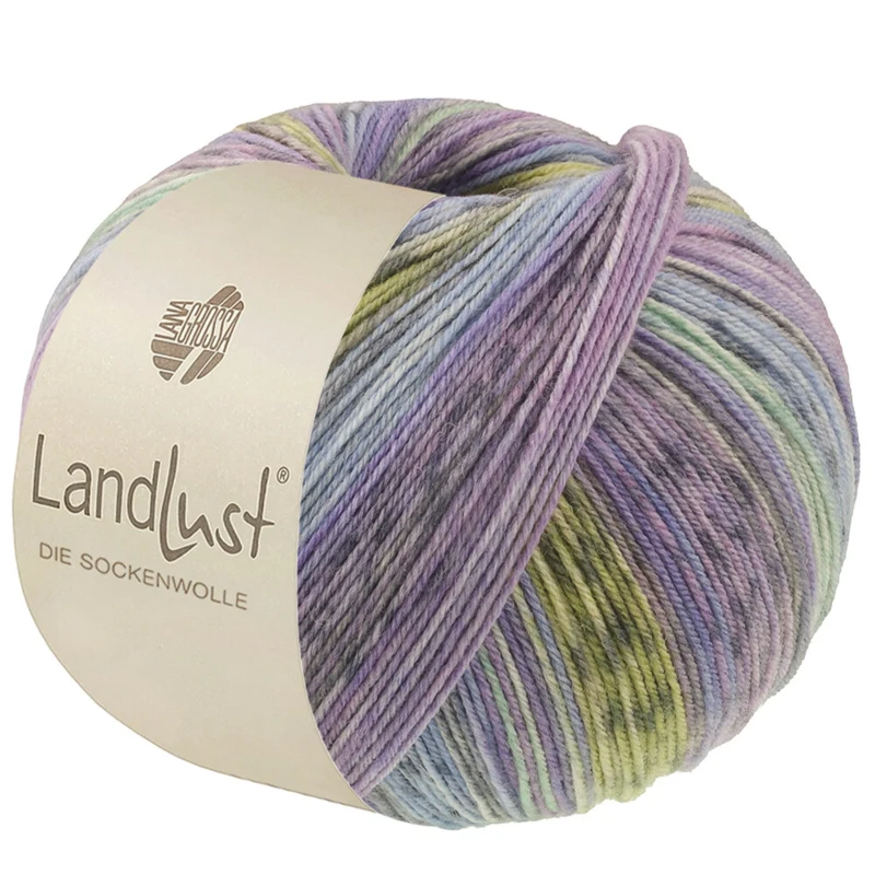 Lana Grossa Landlust Die Sockenwolle 618 Bleu violet/Jean/Bleu clair/Gris clair-/foncé/Jade/Pistache/Lilas rayé