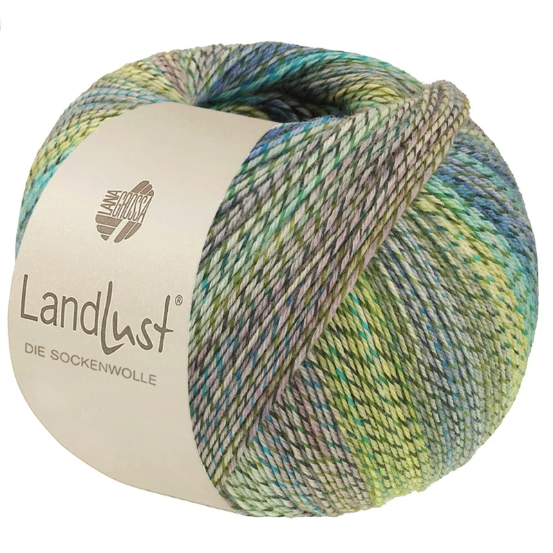 Lana Grossa Landlust Die Sockenwolle 221 Limoen/Licht olijf/Donker olijf/Lichtgrijs/Lichtblauw/Turkoois/Jade/Blauw