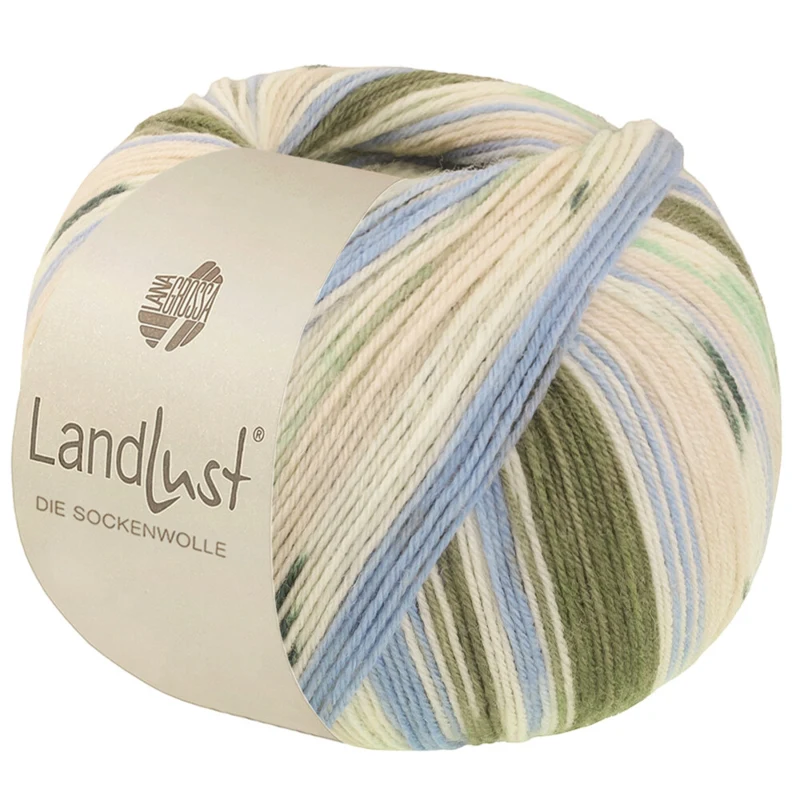 Lana Grossa Landlust Die Sockenwolle 722 Bosgroen/Ecru/Hemelsblauw/Lichtbeige/Jade