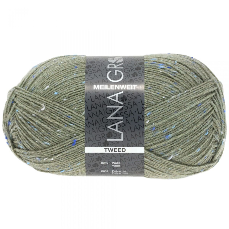 Lana Grossa Meilenweit 100 Tweed 155 Vert gris