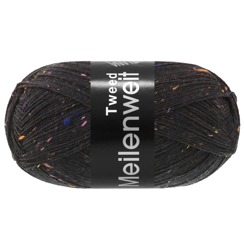 Lana Grossa Meilenweit 100 Tweed 186 Noir charbon
