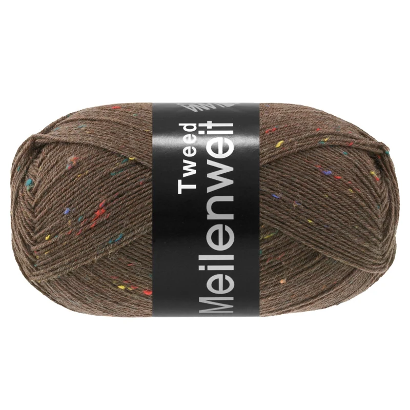 Lana Grossa Meilenweit 100 Tweed 184 Brun foncé