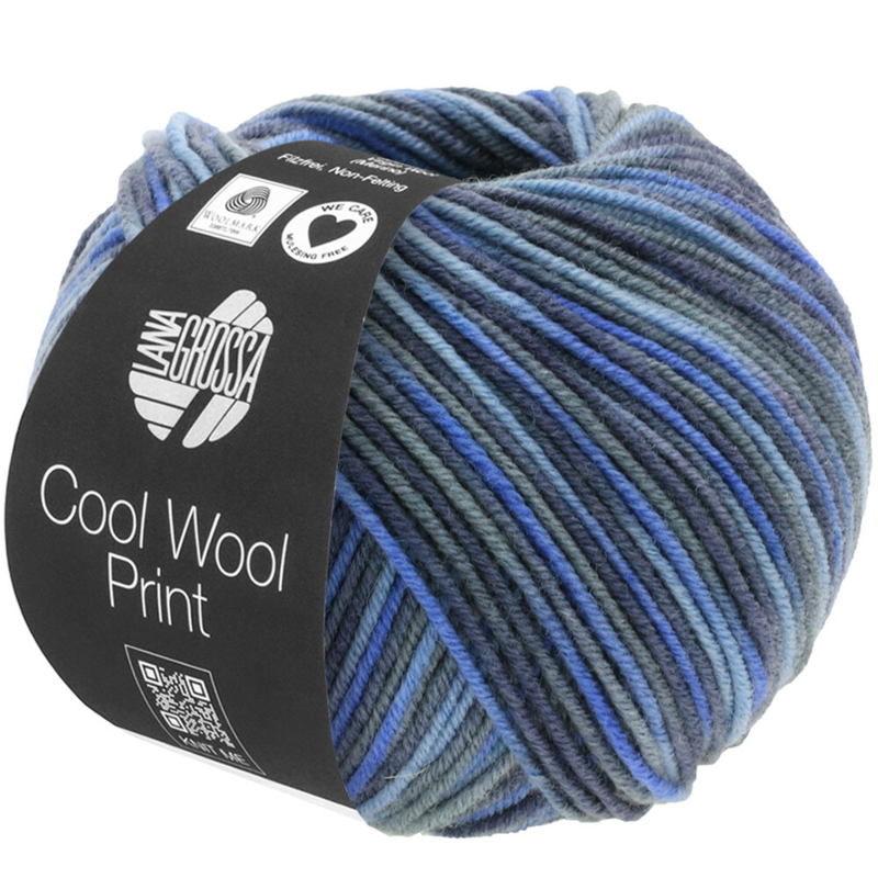 Lana Grossa Cool Wool Print 716 Jean/Bleu-gris/Bleu royal