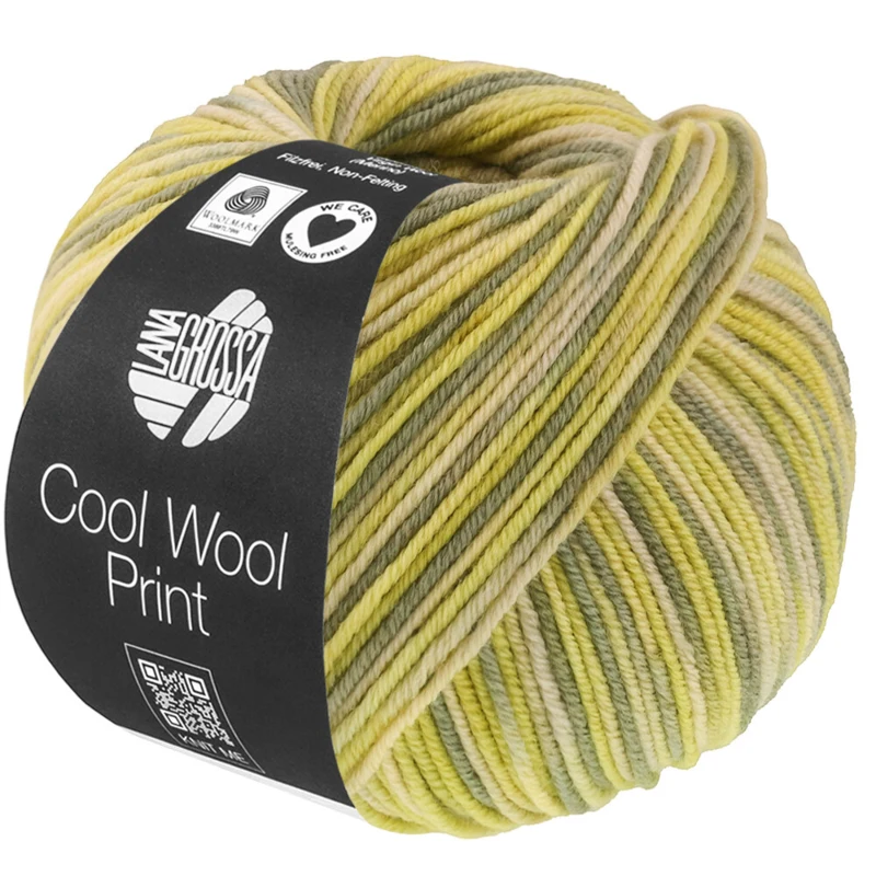 Lana Grossa Cool Wool Print 843 Groenbeige/Lime/Grijsgroen/Resedagroen