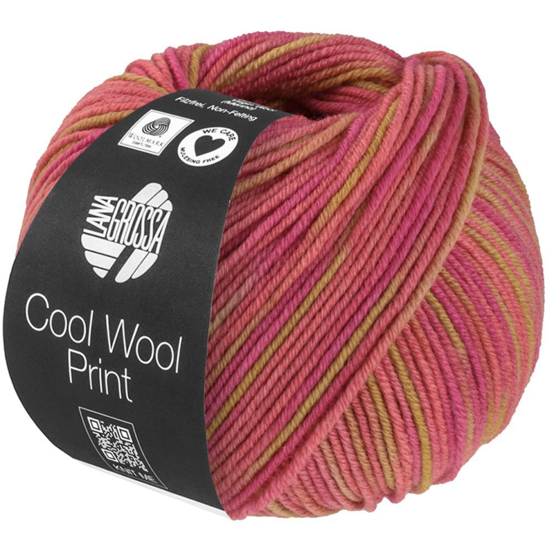 Lana Grossa Cool Wool Print 840 Jaune sable/Erika/Rose orchidée
