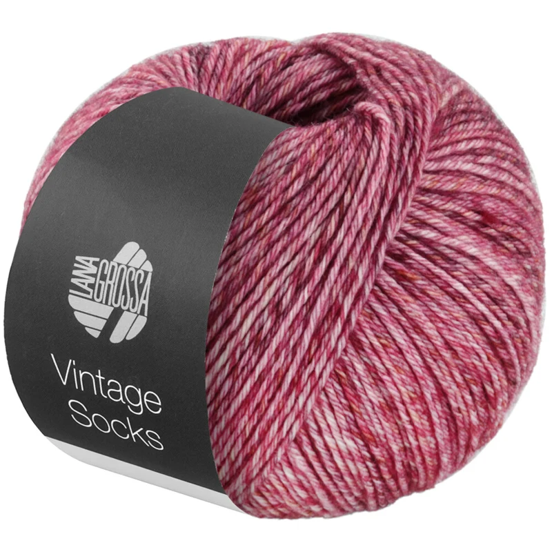 Lana Grossa Vintage Socks 1009 Oudroze/geraniumrood/bordeaux gemêleerd