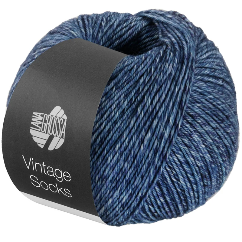 Lana Grossa Vintage Socks 1005 Jeans/grijsblauw/donkerblauw gemêleerd