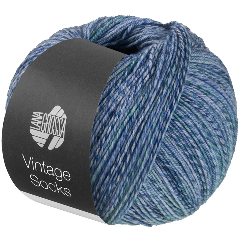 Lana Grossa Vintage Socks 1017 Lichtgrijs/jeans/blauwpaars/grijsgroen gemêleerd
