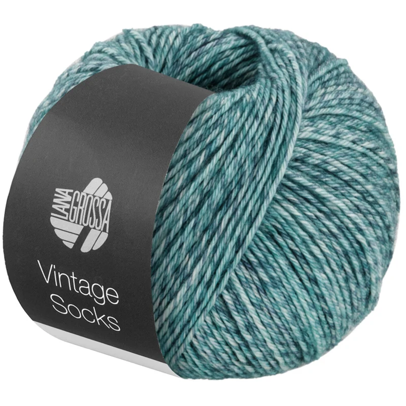 Lana Grossa Vintage Socks 1003 Mint/grijsblauw/jeans/petrol gemêleerd