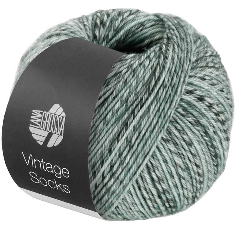 Lana Grossa Vintage Socks 1004 Lichtgrijs/middengrijs/donkergrijs gemêleerd
