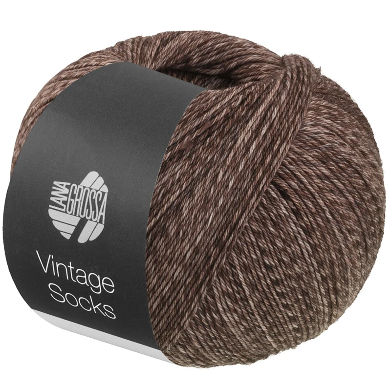 Lana Grossa Vintage Socks 1024 Grijsbruin/mokka gemêleerd