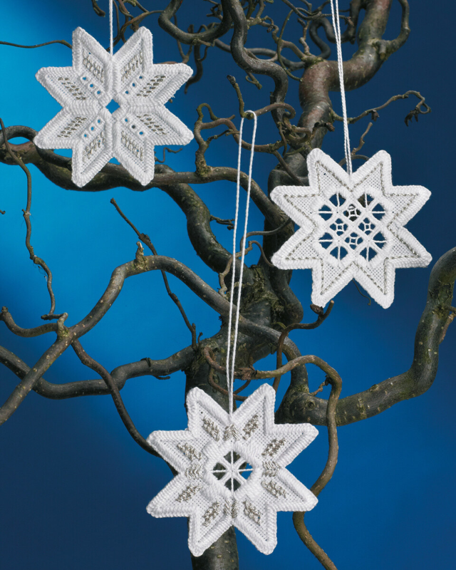 Kit de Broderie Étoiles de Noël Lot de 3 8 x 8 cm