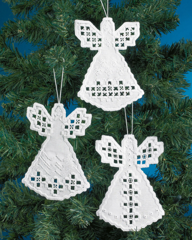 Kit de broderie Hardanger anges 3 pièces 10 x 15 cm