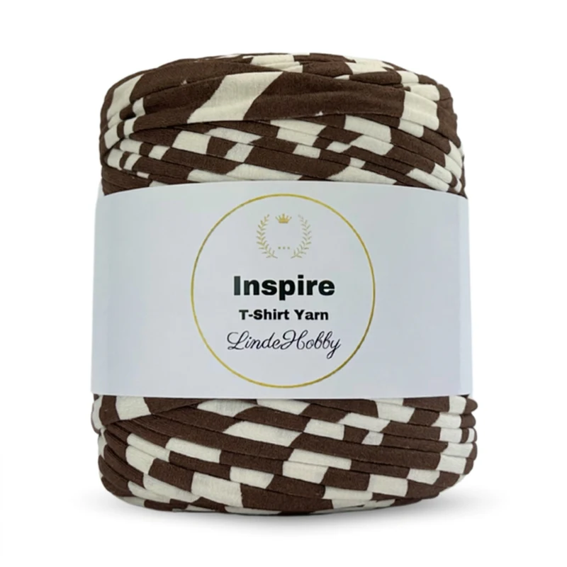LindeHobby Inspire Print 50 Ongebleekt wit met brede donkerbruine strepen