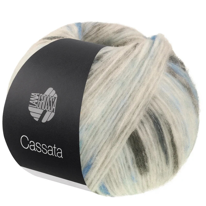 Lana Grossa Cassata 16 Blanc naturel/bleu acier/bleu pétrole/gris foncé