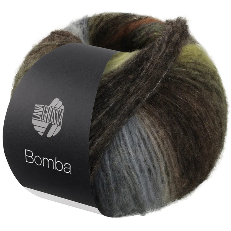 Lana Grossa Bomba 09 Nougat/moka/mûre/bleu noir/lilas gris/olive grise/anthracite