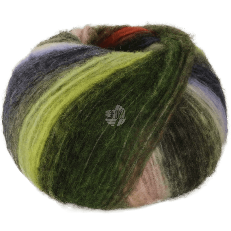 Lana Grossa Bomba 07 Pêche/blanc-/clair-/vert foncé/gris pétrole/-brun/bleu turquoise