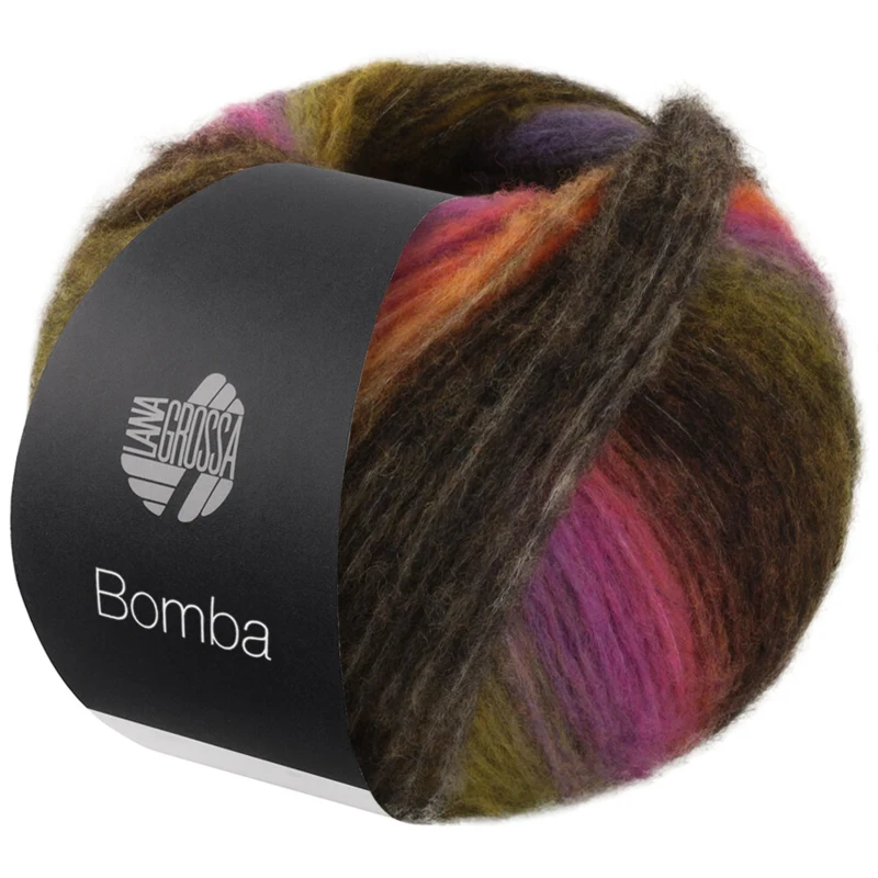 Lana Grossa Bomba 01 Gris foncé/mûre/orange/jaune-/vert foncé/bleu