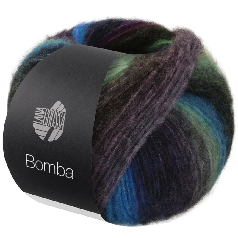 Lana Grossa Bomba 05 Pétrole foncé/vert pétrole/bleu/violet/bleu nuit/vert