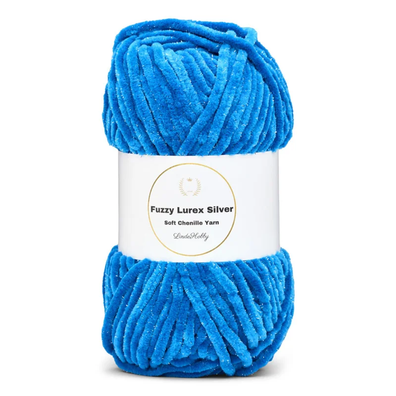 LindeHobby Fuzzy Chenille Silver Lurex 30 Bleu ciel