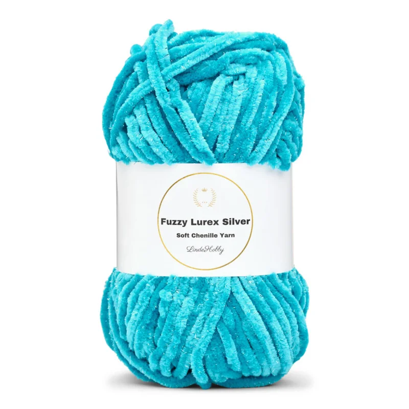 LindeHobby Fuzzy Chenille Silver Lurex 31 Turquoise