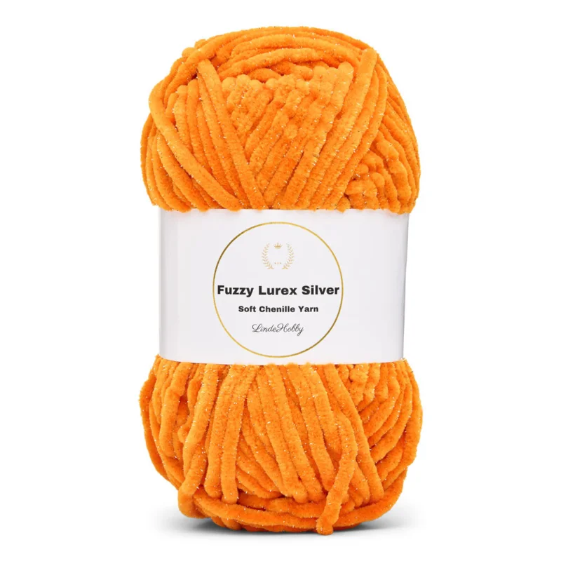 LindeHobby Fuzzy Chenille Silver Lurex 37 Orange