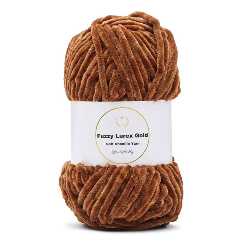 LindeHobby Fuzzy Chenille Gold Lurex 29 Café
