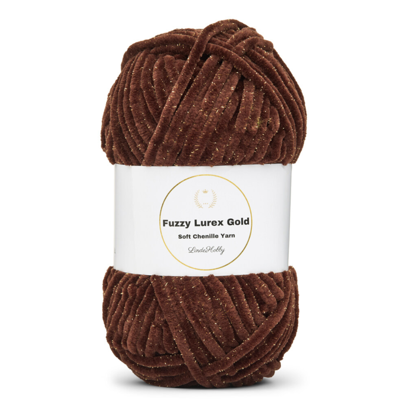 LindeHobby Fuzzy Chenille Gold Lurex 20 Café amer