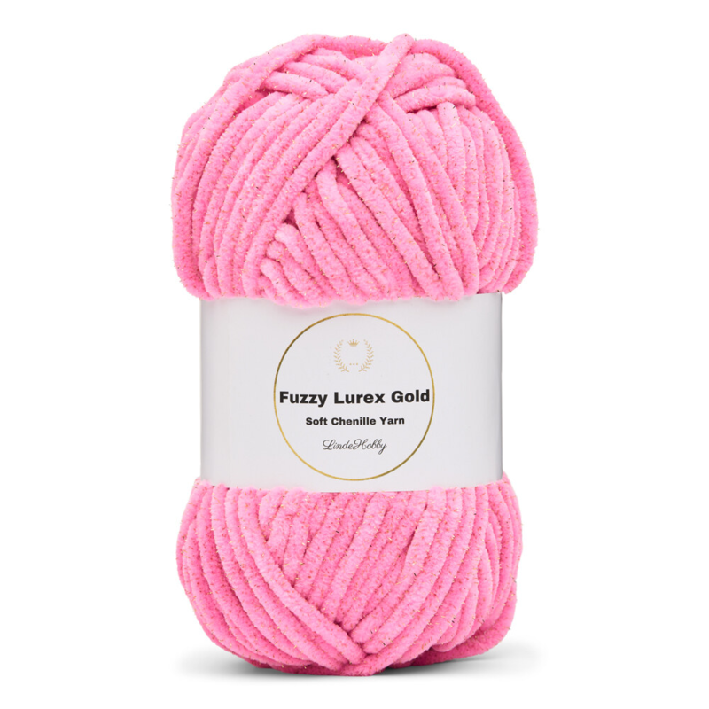 LindeHobby Fuzzy Chenille Gold Lurex 48 Rose fluo clair