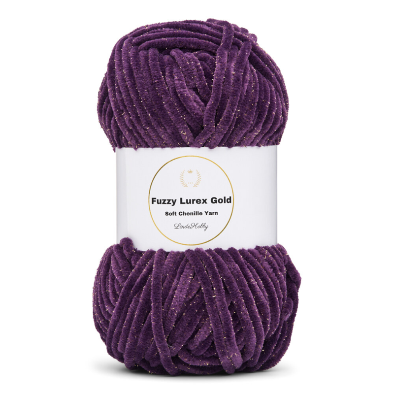 LindeHobby Fuzzy Chenille Gold Lurex 15 Prune