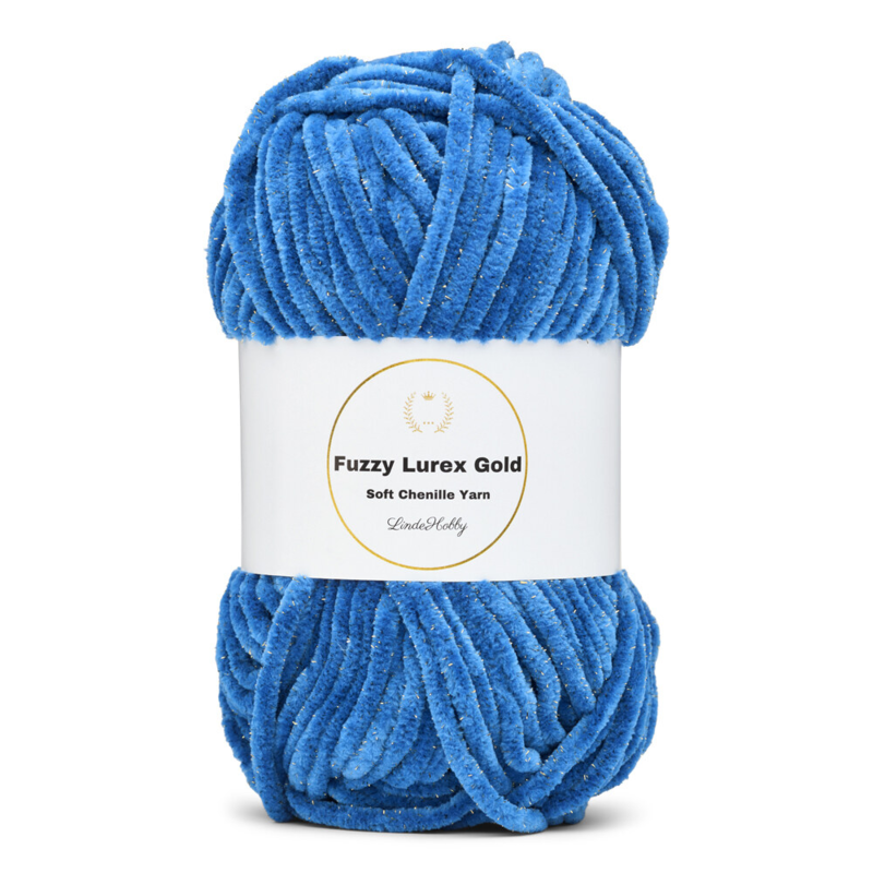 LindeHobby Fuzzy Chenille Gold Lurex 36 Bleu