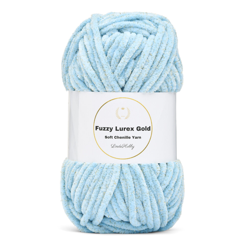 LindeHobby Fuzzy Chenille Gold Lurex 07 Bleu bébé