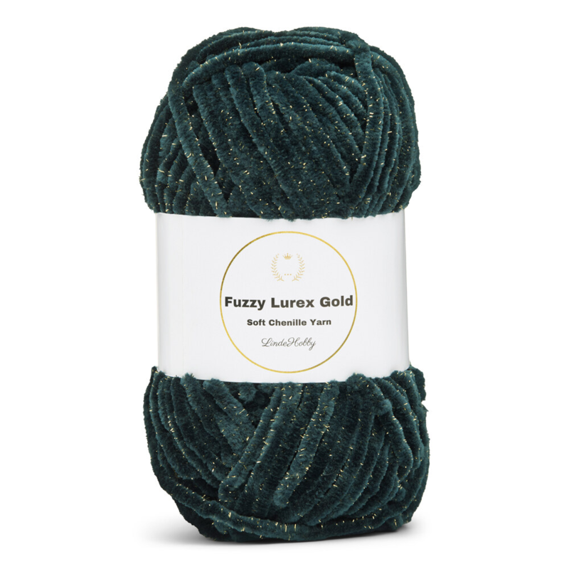 LindeHobby Fuzzy Chenille Gold Lurex 19 Vert foncé néphéline