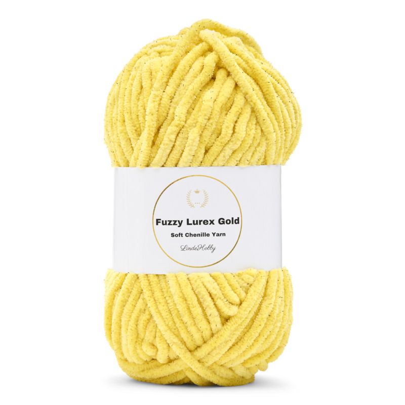 LindeHobby Fuzzy Chenille Gold Lurex 09 Jaune