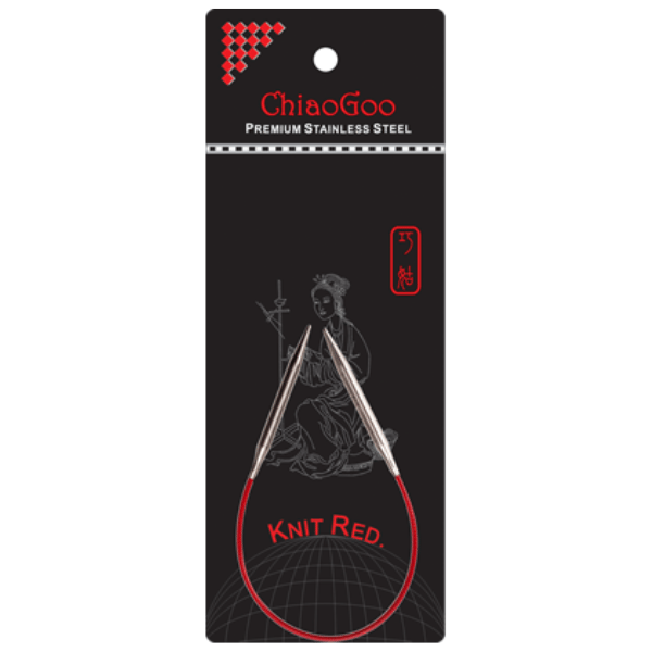 ChiaoGoo Aiguilles Circulaires Knit Red Acier Inoxydable (23-100 cm) 23 cm