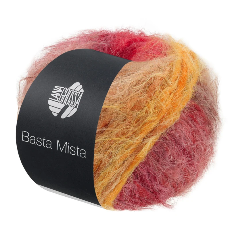 Lana Grossa Basta Mista 124 Grijsbruin/camel/saffraangeel/oranje/grijrood/donkerrood/rood