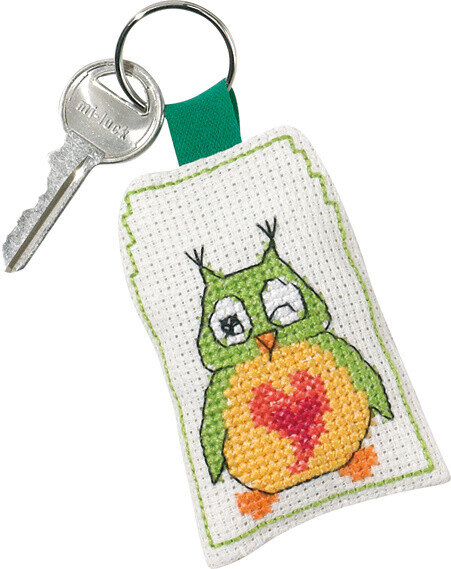 Kit de broderie Porte-clés chouette verte 5 x 7 cm