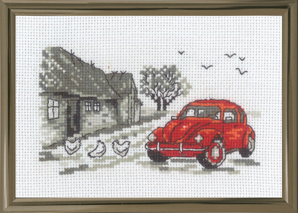 Kit de broderie La voiture rouge R5794 15 x 10 cm