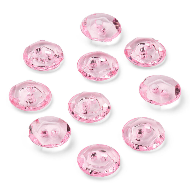 LindeHobby Boutons Cristal, Rose, 12 mm, 10 pcs