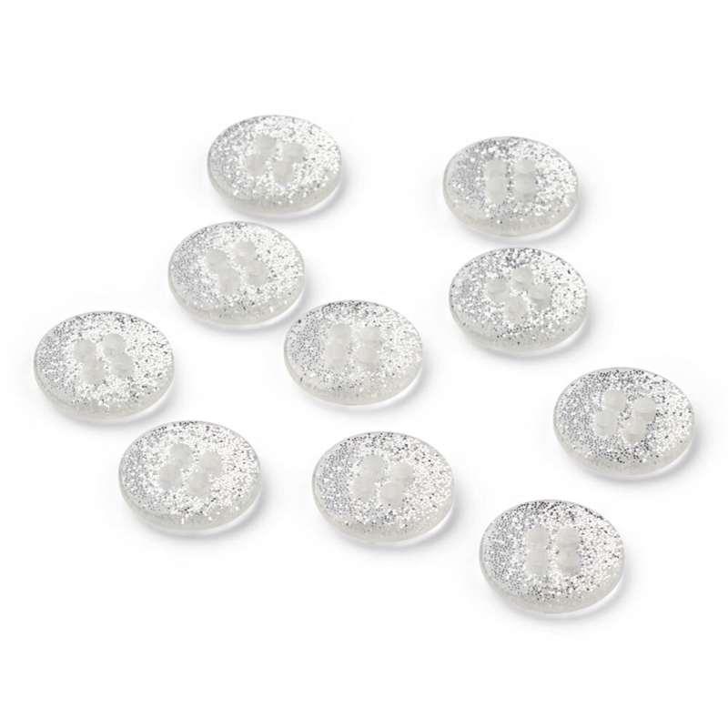 LindeHobby Boutons à Paillettes, Blanc, 12 mm, 10 pcs