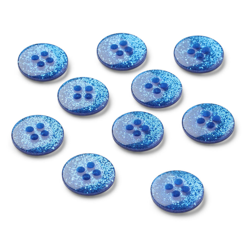 LindeHobby Boutons à Pailletés, Bleu, 12 mm, 10 pcs